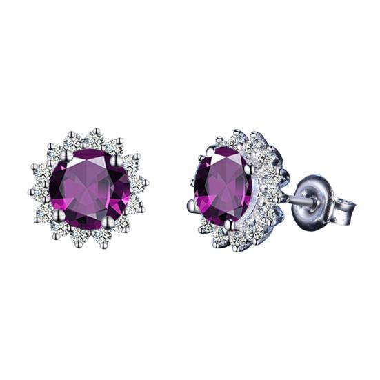 1 Pair Stud Earrings Sunflower Shape Cubic Zirconia Inlaid Ear Studs Women Geometric Earrings