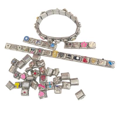 100-teiliges italienisches Charm-Armband-Modul-Set, austauschbare modulare Glieder aus Edelstahl, Komponenten zur Schmuckherstellung