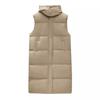 Women's Winter Down-Cotton Vest – Mid-Length Vest, Hooded Outerwear Vest and Outer-Wear Padded Vest