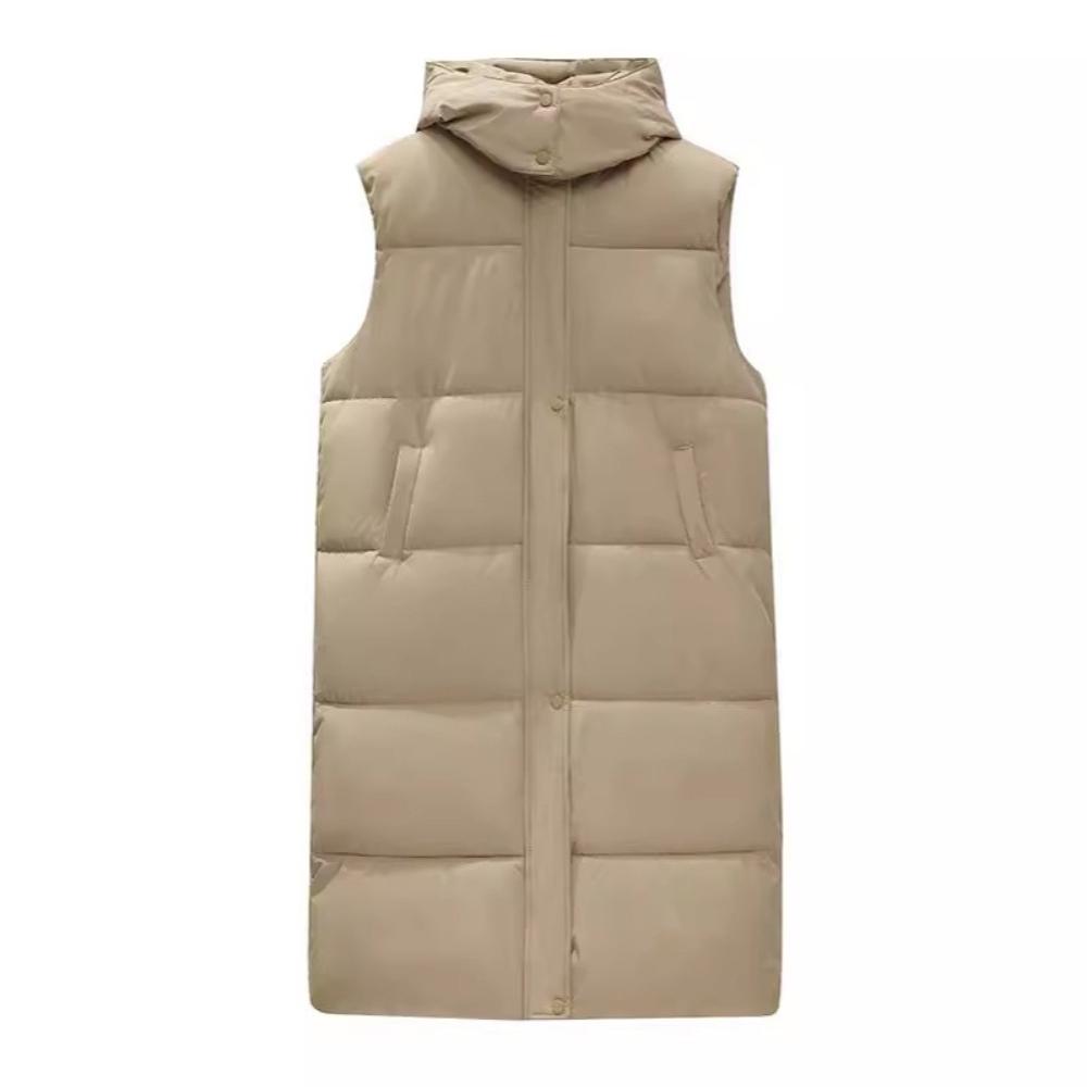 Women's Winter Down-Cotton Vest – Mid-Length Vest, Hooded Outerwear Vest and Outer-Wear Padded Vest