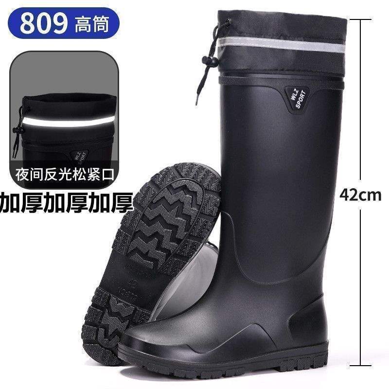 Rain Shoes Men's Closed New Waterproof Shoes Outdoor Water Boots Kitchen Non-slip Work Rubber Shoes Velvet Cotton Warm Rain Boots