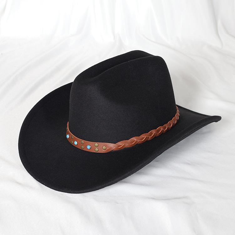 Nuovo Cappello da Cowboy Western Vintage per Uomo Gentleman Donna Jazz Cowgirl con Pelle a Falda Larga Cloche Cappelli Sombrero Hombre