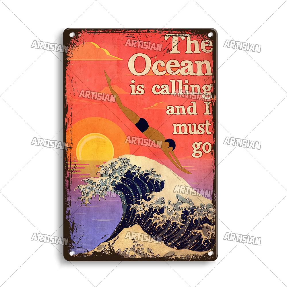 Artisian Sport Metallschild Schwimmen Blechschild Tauchen Dekoratives Poster Wanddeko Garage Bar Pub Club Hotel Café Küche Zuhause