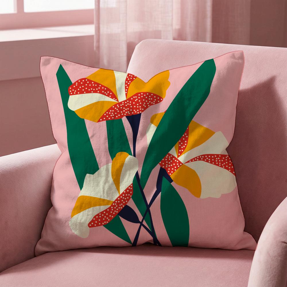 Plants and Flowers Cushion Cover Multi-Scene Pillow Cover for Home & Car - Reversible, Soft & Durable for Daily Use