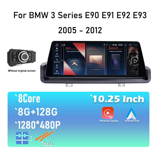 10.25" IPS Screen Car Radio Stereo Video Player GPS Navigation For BMW 3 Series E90 E91 E92 E93 2005 - 2012 Android 14 System