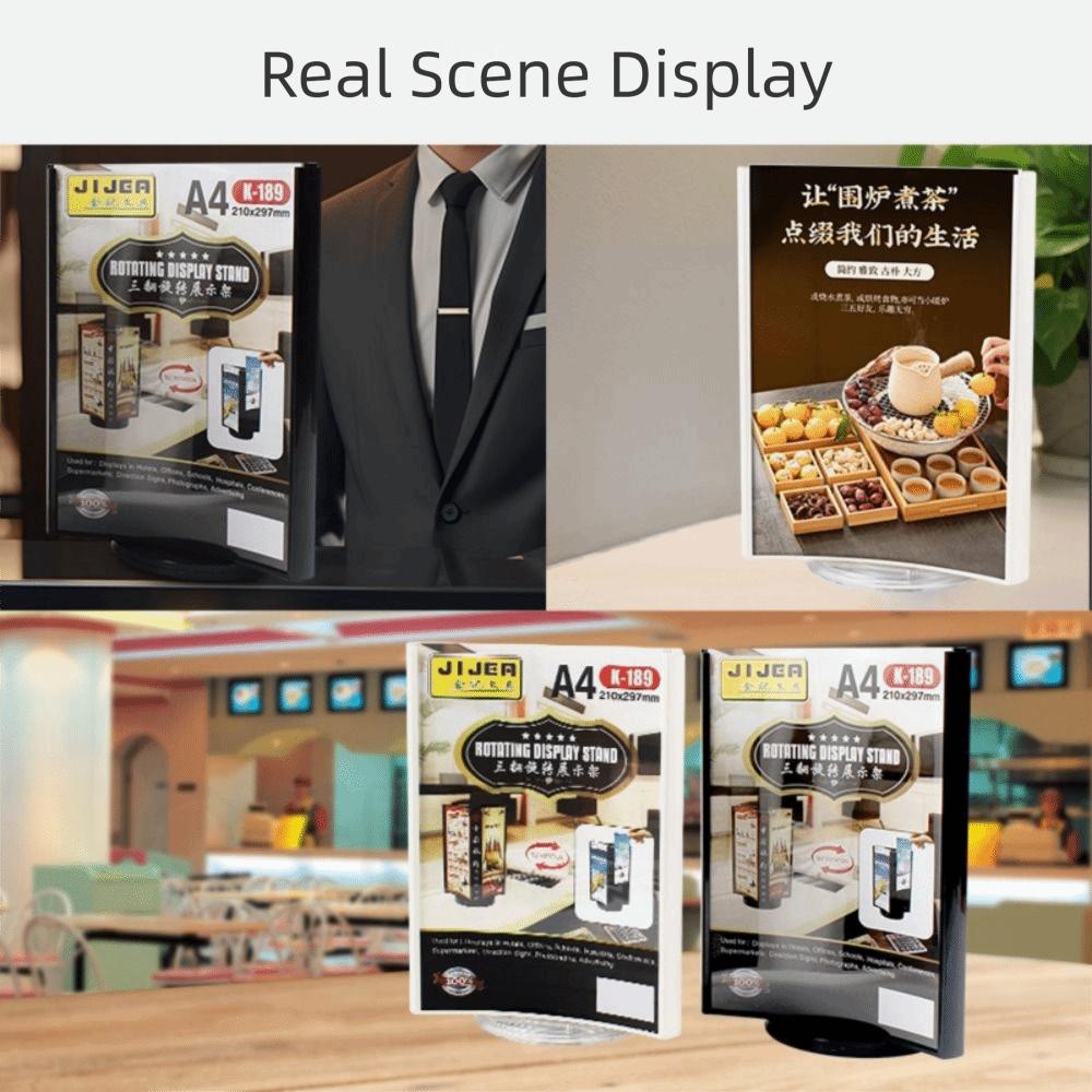 Transparent Menu Display Stand Three-Sided Vertical Price Tag Rack  Offices