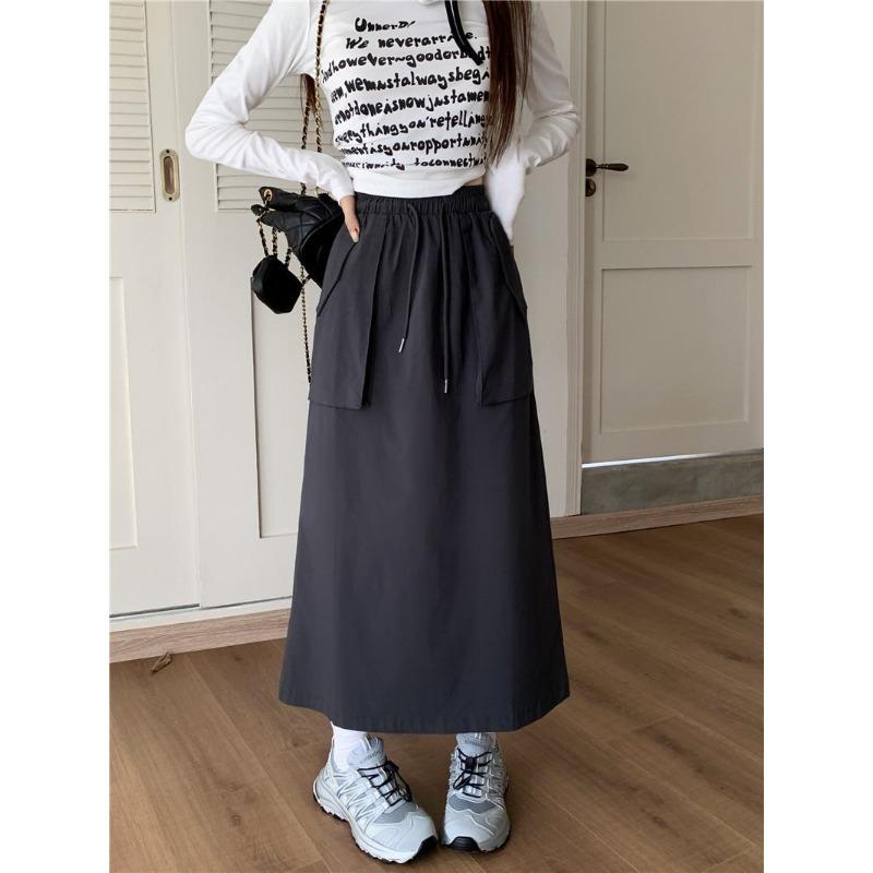 New Korean Version of Three-dimensional Bag Skirt for Women with Elastic Waist and Slimming A-line Long Skirt