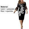 Sexy Women Dress 45720 Sleeve Mesh Patchwork Floral Print Bodycon Knee-length Bodycon