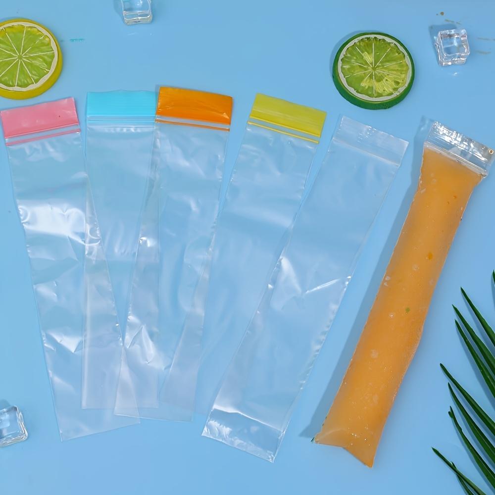 100pcs Summer Colorful Ice Cube Bags, Beverage & Cocktail Ice Cubes Bag, Self-Sealing Freezer Bags, Stackable Space-Saving for Summer Parties