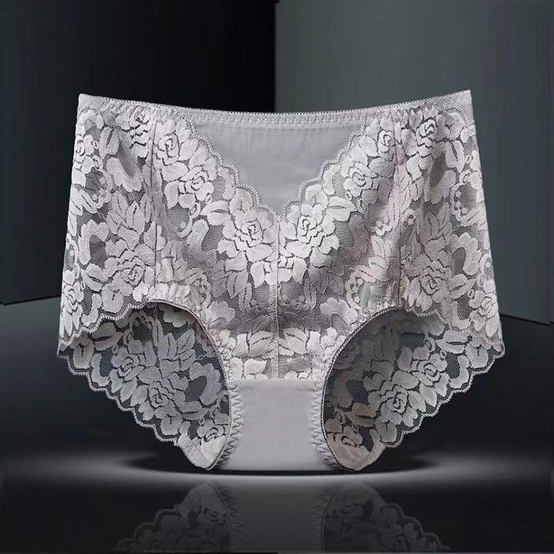 Silent High-waist Tummy-reducing and Buttock-raising Lace Underwear, Comfortable and Breathable, Large-size Women's Underwear.