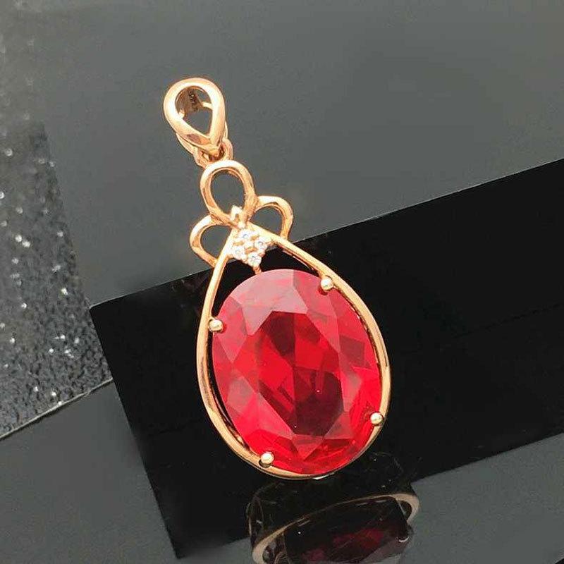 Purple Gold-Plated Rose Gold Egg Surface Shiny Red Stone Colored Gold Pendant Fashionable Simple Luxury Necklace