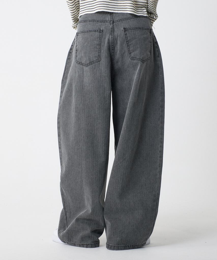 UNKNOWN PLANET Side Cut Tuck Pleat Wide Pigment Cotton Pants Gray