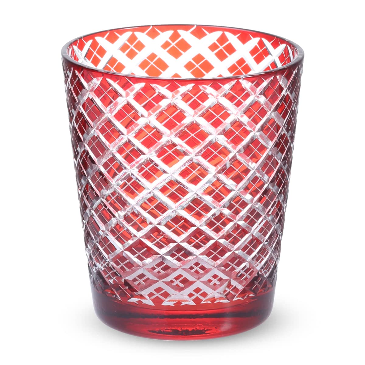 

Nostalgia Kiriko Glass Diamond Current Model J-kitchens Cup, 79xH90mm, 220cc, Pattern, Red, Bisho,