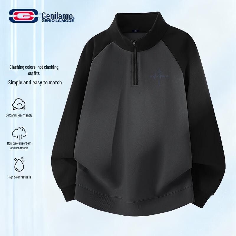 

GENIOLAMODE Men s Half-Zip Pullover Hoodie 3XL