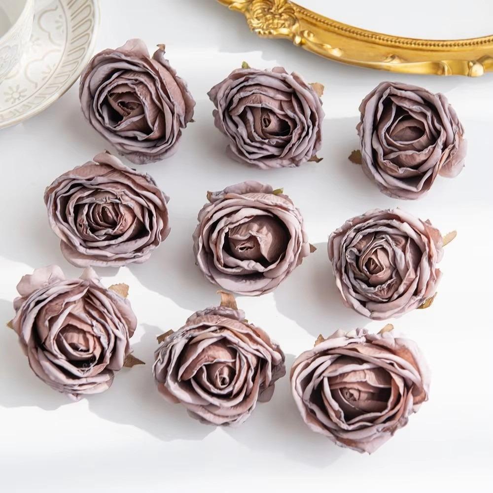 5PCS Handmade Artificial Roses DIY Crafts Artificial Flowers Hot Bridal Bouquet  Wedding Grey