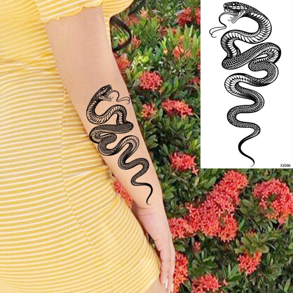 Scorpion Rose Flower Temporary Tattoos For Women Adults Realistic Vampire Wolf Scary Snake Crown Fake Tattoo Sticker Arm Tatoos