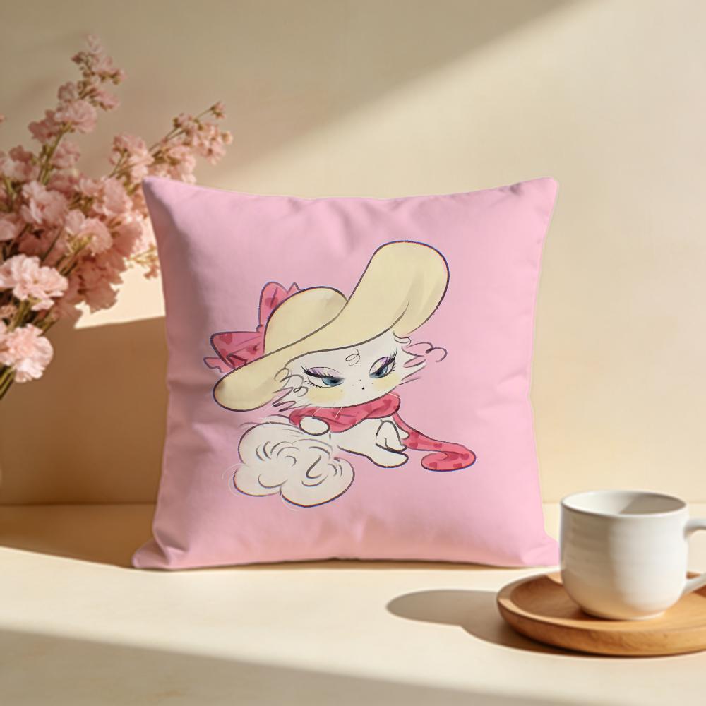 Soft Pink Kitten Cushion Cover Soft Pillow Cases for Home Bedroom Living Room Sofa