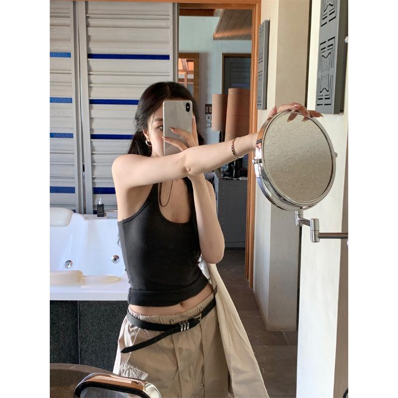 I-word Small Halter Vest Female Spring with A Base Sweet Spice Girl Beauty Back Top