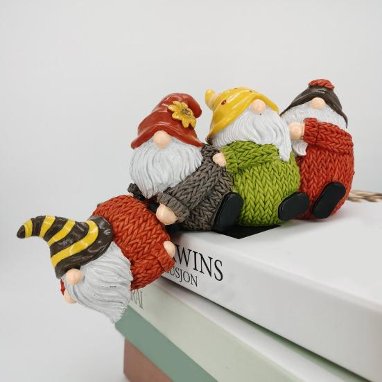 Christmas Gnome Shelf Sitter Statue Table Edge Hanging Four Faceless