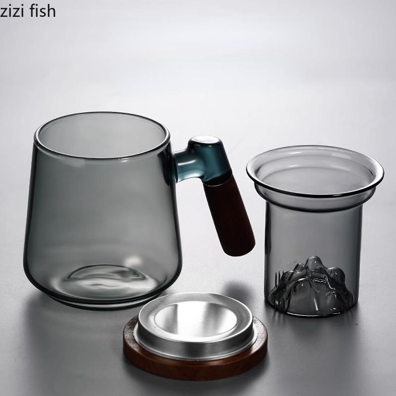 Tekanna i glas Tekopp Teinfuser Te Vatten Separator Filter Tekanna Vattenkokare Te Bryggningsredskap Eftermiddagste Teservis