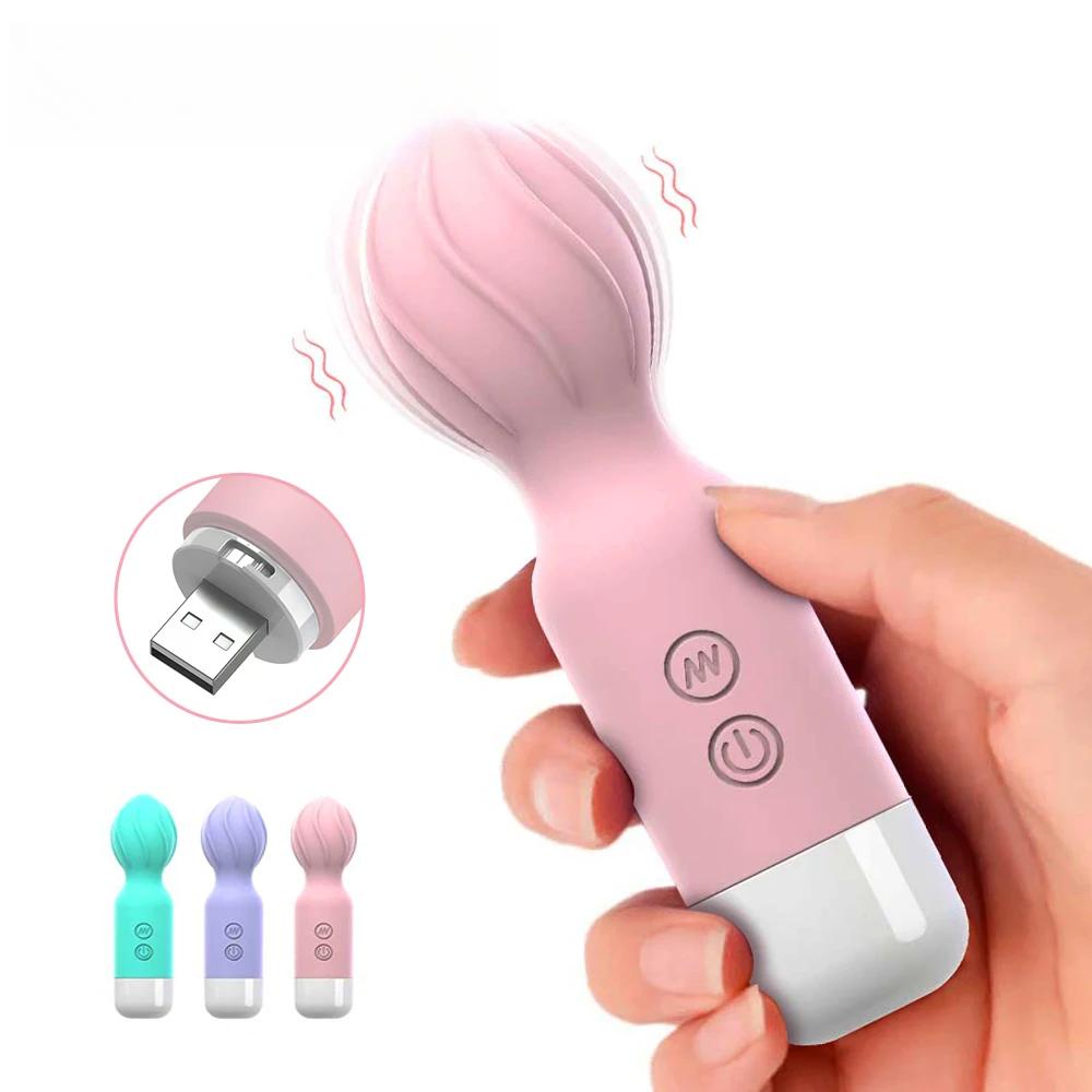 Mini AV Vibrator For Women Magic Wand Clitoris Stimulator USB Rechargeable Portable Silicone G-Spot Massager Aldult Sex Toys 18+