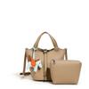 Solid Color Luxury PU Leather Bucket Bag Small Tote with Detachable Inner Pouch Women's Shoulder Crossbody Handbag Minimalist