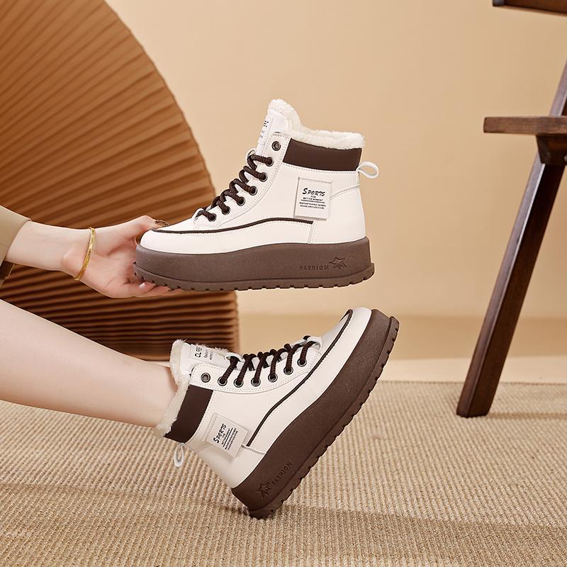 TUINANLE Women Winter Warm Snow Boots Plush Cotton Platform Sneakers High Top Lace Up Casual Shoes