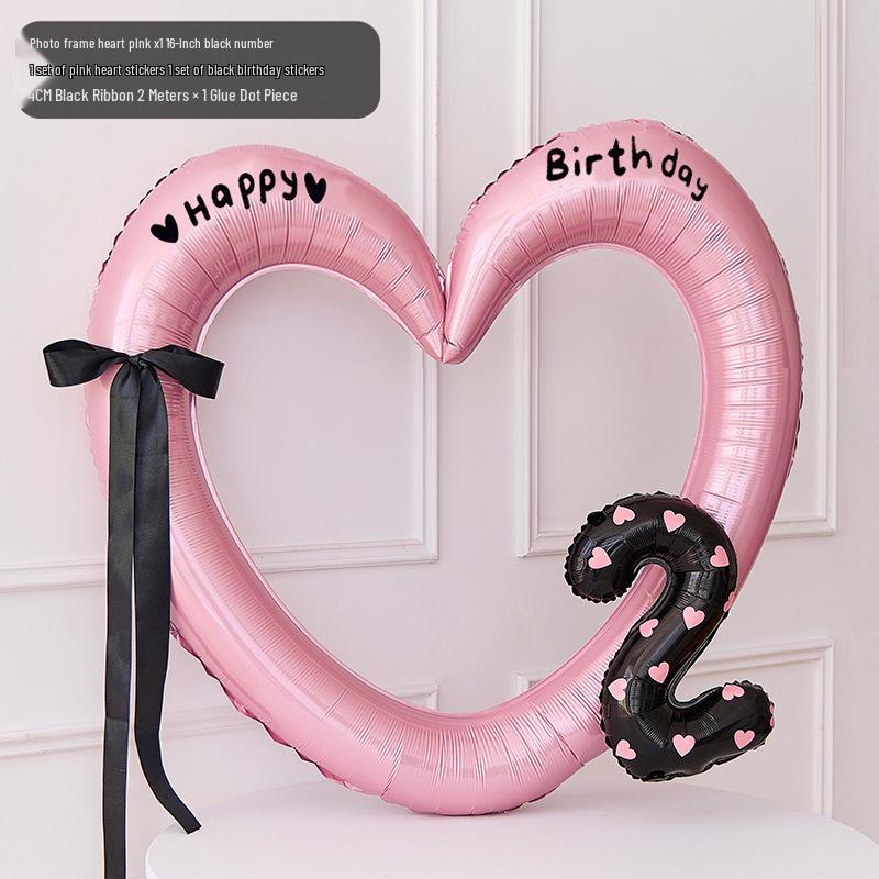 40-inch Pink Heart Balloon with Bow & Number for First Birthday Decoration