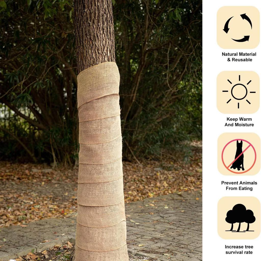 240cm/300cm Reusable Burlap Tree Protector Wrap Trunk Cover Sun Frost Damage Bark Repair Bandage Garden Supplies Plant Cover