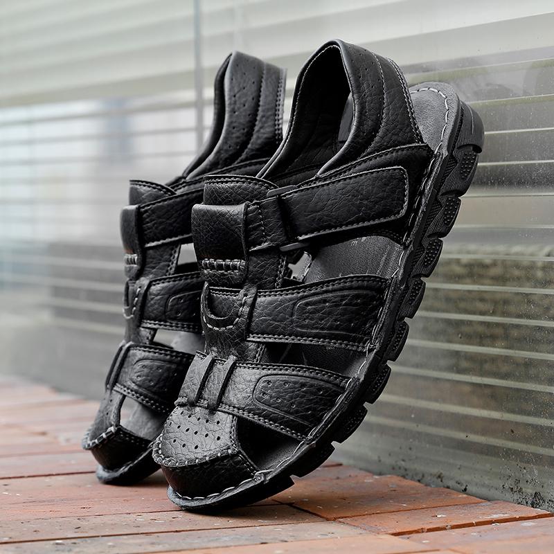 Fashion Fashion Mens Genuine Leather Summer Flats Non Slip Outdoor Male Sandals Water Walking Hiking Trekking Shoes Casual Beach Shoes