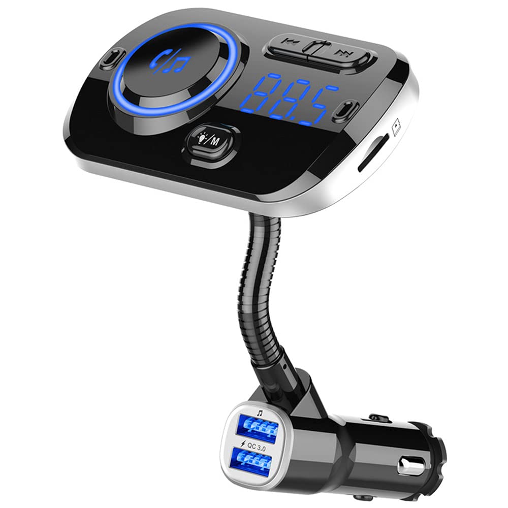 FM Transmitter, Bluetooth 5.0, Car FM Transmitter, Compatible with Siri & Google Assistant, 7