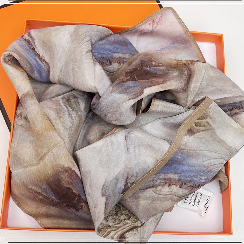 New! Silk, Spring And Summer Double Crepe Silk Scarf Versatile Long Mulberry Silk Shawl Yarn Thin
