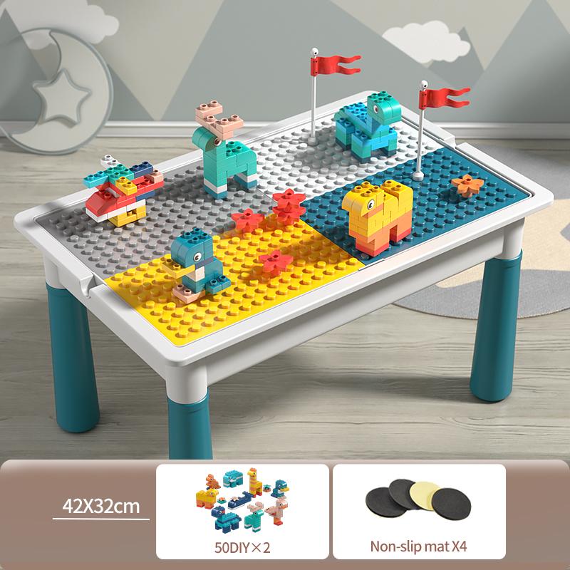 ToylinX Doppelseitiger Kinderaktivitätstisch mit Aufbewahrung Groß Lauf Bausteine Tisch 6-in-1 Multi Play Wasser Essen Tisch für Kleinkind