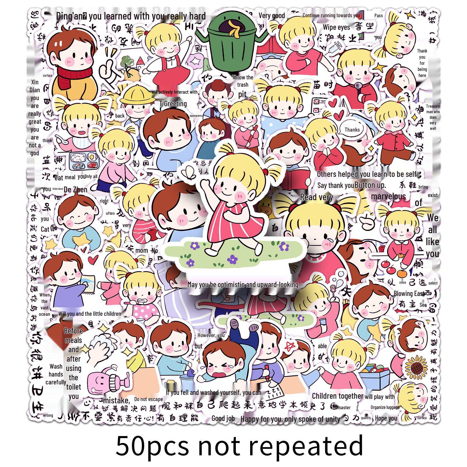 50 Original Cute Cartoon Stickers for Kids - Non-infringing Decor for Suitcases, Diaries, and Notebooks