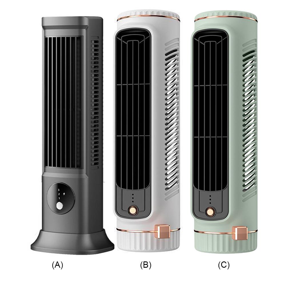 Tabletop Air Conditioner Desk Tower Fan USB Rechargeable 3 Speeds Quiet Air Cooler Portable Tower Fan for Outdoor Camping Hiking