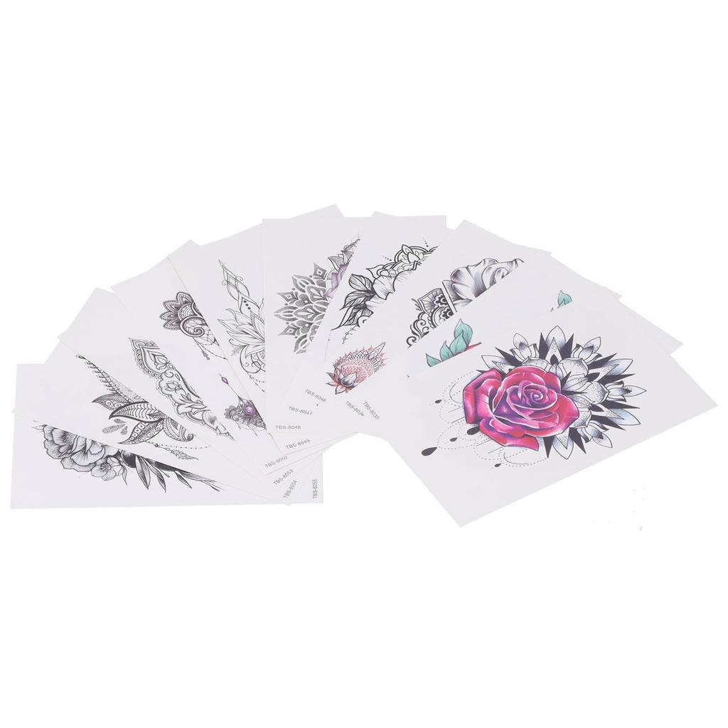 10pcs Temporary Tattoos Paper Individuality Flower Women Girl Fake Tattoo Stickers