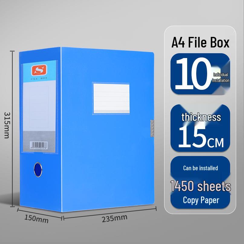 Large A4 Plastic Document Archive Box: 10x15cm, 75mm Thick, High Capacity Storage