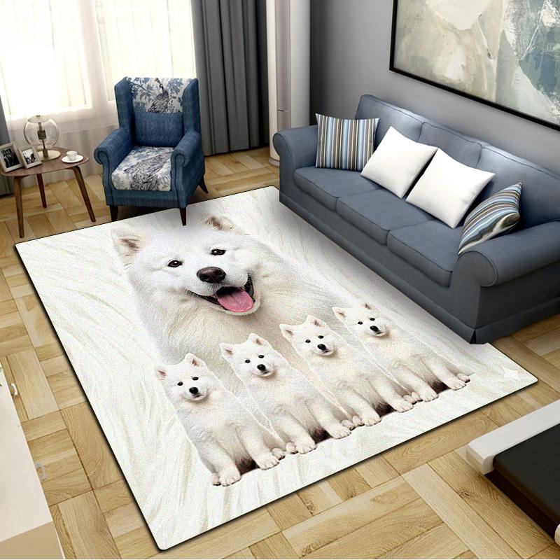 Samoyed and Shilu Carpet Rug for Living Room Bedroom Home Sofa Decoration,Kids Play Non-slip Floor Mat