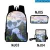 Trendy Popular Fantastic scenery 3D Print 3pcs/Set pupil School Bags Laptop Daypack Backpack Inclined shoulder bag Pencil Case