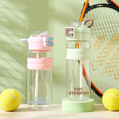 Water Bottle New Student Water Cup Outdoor Sports Large Capacity Straw Cup High Value Portable High Temperature Resistant Plastic Cup