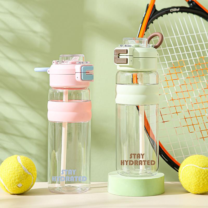 Water Bottle New Student Water Cup Outdoor Sports Large Capacity Straw Cup High Value Portable High Temperature Resistant Plastic Cup