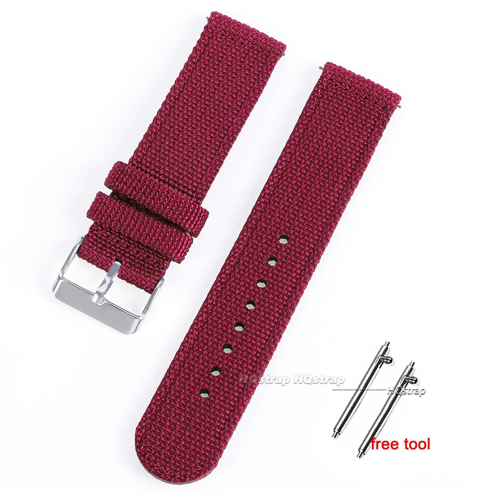

18mm 20mm 22mm 24mm Nylon Fabric Watch Bands Sport Strap for Huawei GT2 Bands for Samsung Galaxy Watch 3 Quick Release Band 24mm червоний