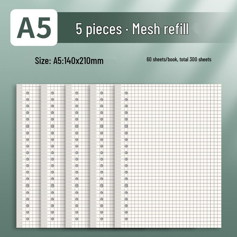 A4 Gitterlinien Notizbuch-Nachfüllpack - Herausnehmbares Papier für Studenten und Prüfungen