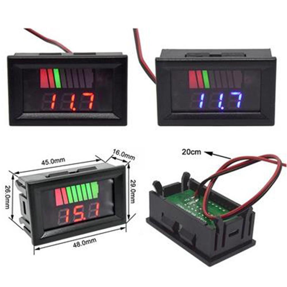 LED Digital Voltmeter Battery Fuel Gauge Suitable For Marine Motorcycle 12V-72V