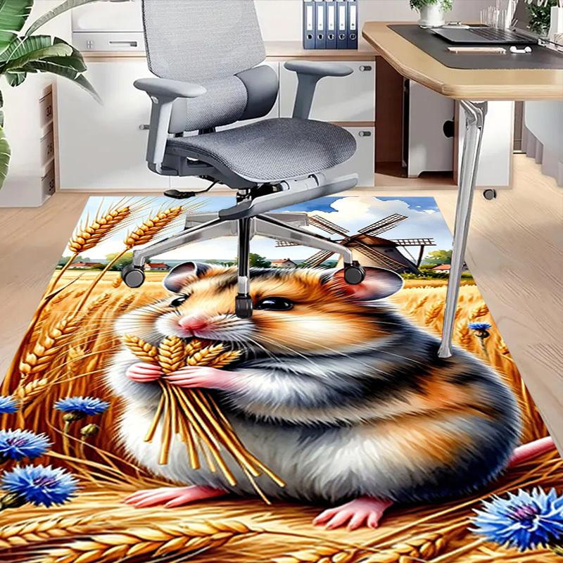 1PC Hamster, Wheat Extra Large Non Slip Floor carpet, Office, family, bedroom, Studio Large Area Rug Indoor Rugs, Vibrant Colors