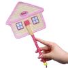 Portable Cartoon House Shape Fan Handcrafted Handwoven Handheld Cooling Fan  Summer Daily Cooling