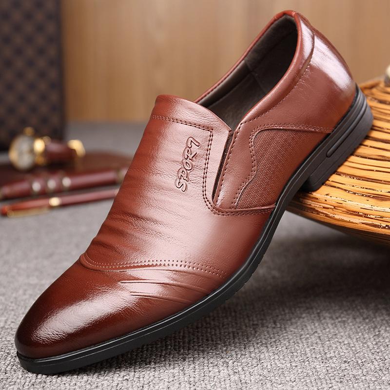 2025 New Designer Leather Shoes for Men Solid Color Fashion Casual Pointed Wedding Shoes Male Spring Autumn Dress Shoe Man
