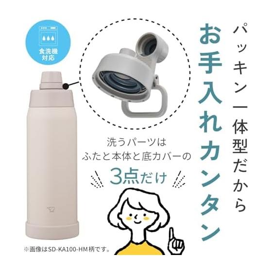 Zojirushi Water Bottle 1.2L [Quick Hydration] Dishwasher Safe, Seamless, Only 3 Items to Wash, Includes Handle, Insulated Cool Bottle, Misty Gray