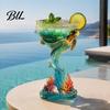 Figurina Animale in Resina Dipinta a Mano Tazza di Vetro Tema Oceano Tropicale 3D, Pappagallo Artistico e Regali Personalizzati Design Tartaruga, Colorata Decorativa