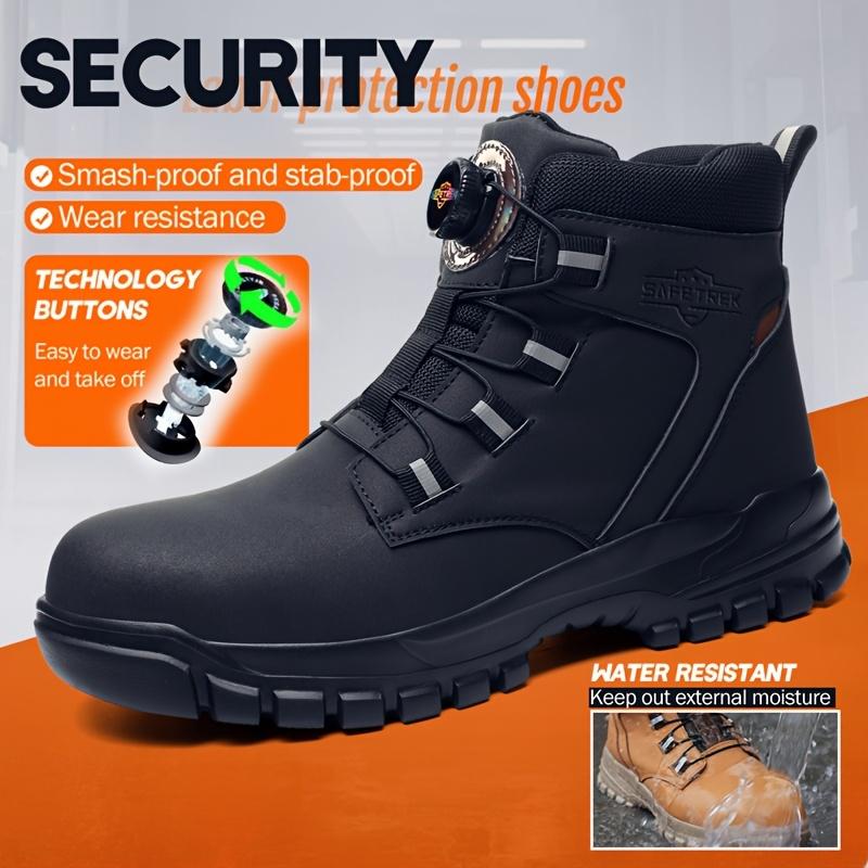 Steel Toe Work Safety Shoes - Puncture-Proof, Anti-Smash, Non-Slip, Shock-Absorbing, with Convenient Rotating Buckle, High-Top Protective Design